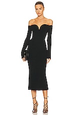 GALVAN Grace Midi Dress in Black, view 1, click to view large image.