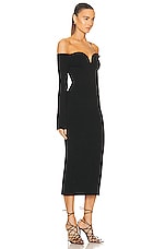 GALVAN Grace Midi Dress in Black, view 2, click to view large image.