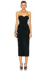 GALVAN Titania Velvet Bustier Dress in Black, view 1, click to view large image.