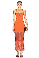 GALVAN Fringe Diana Dress in Coral, view 1, click to view large image.
