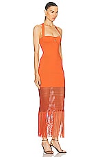 GALVAN Fringe Diana Dress in Coral, view 2, click to view large image.