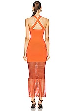 GALVAN Fringe Diana Dress in Coral, view 3, click to view large image.