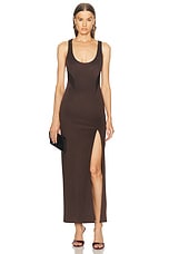 GALVAN Opta Dress in Chocolate, view 2, click to view large image.