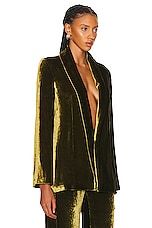 GALVAN Velvet Julianne Blazer in Olive, view 2, click to view large image.