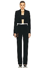 GALVAN High Waisted Suit Trouser in Black & Ivory, view 4, click to view large image.