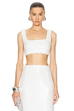 GALVAN Beating Heart Cropped Top in Off White, view 1, click to view large image.
