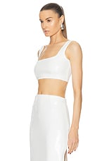 GALVAN Beating Heart Cropped Top in Off White, view 3, click to view large image.