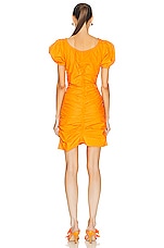 Ganni Cotton Poplin Mini Dress in Vibrant Orange, view 3, click to view large image.