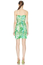 Ganni Silk Stretch Mini Dress in Lily Green, view 3, click to view large image.