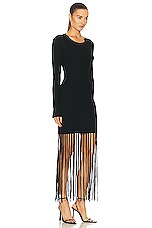 Ganni Fringe Mini Dress in Black, view 2, click to view large image.