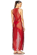 Ganni Mesh Lace Long Dress in Racing Red, view 3, click to view large image.