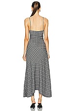 Ganni Check Mix Ruched Long Slip Dress in Frost Gray, view 4, click to view large image.