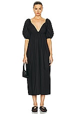 Ganni Babydoll Long Dress in Black, view 1, click to view large image.