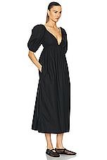 Ganni Babydoll Long Dress in Black, view 2, click to view large image.