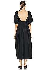 Ganni Babydoll Long Dress in Black, view 3, click to view large image.