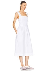Ganni Midi Smock Dress in Bright White, view 2, click to view large image.