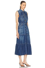 Ganni Long Denim Dress in Mid Blue Vintage, view 2, click to view large image.