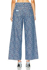 Ganni Jacquard Denim Wide Pants in Mid Blue Stone, view 3, click to view large image.