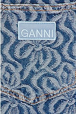 Ganni Jacquard Denim Wide Pants in Mid Blue Stone, view 5, click to view large image.
