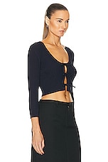 Ganni Cropped Cardigan in Sky Captain, view 2, click to view large image.