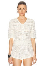 Ganni Short Sleeve Cardigan in Egret, view 1, click to view large image.