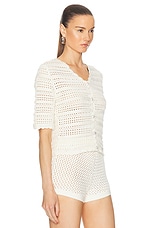 Ganni Short Sleeve Cardigan in Egret, view 2, click to view large image.