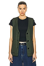 Ganni Quilt Boxy Vest in Kombu Green, view 1, click to view large image.