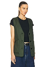 Ganni Quilt Boxy Vest in Kombu Green, view 2, click to view large image.