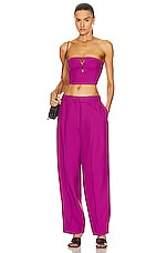 Ganni Pleated Pant in Purple Wine, view 4, click to view large image.