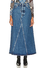 Ganni Denim Maxi Skirt in Mid Blue Stone, view 1, click to view large image.