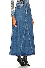 Ganni Denim Maxi Skirt in Mid Blue Stone, view 2, click to view large image.
