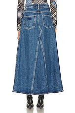 Ganni Denim Maxi Skirt in Mid Blue Stone, view 3, click to view large image.