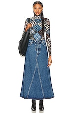 Ganni Denim Maxi Skirt in Mid Blue Stone, view 4, click to view large image.