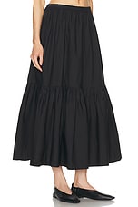 Ganni Poplin Maxi Flounce Skirt in Black, view 2, click to view large image.