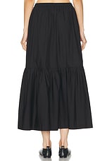 Ganni Poplin Maxi Flounce Skirt in Black, view 3, click to view large image.