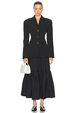 Ganni Poplin Maxi Flounce Skirt in Black, view 4, click to view large image.