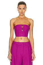 Ganni Strapless Top in Purple Wine, view 1, click to view large image.