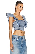 Ganni Ruffle Top in Light Blue Vintage, view 2, click to view large image.