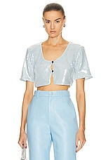 Ganni Sequin Top in Ice Water, view 1, click to view large image.