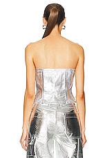 Ganni Foil Denim Corsage in Bright White, view 3, click to view large image.