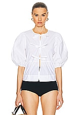 Ganni Cotton Poplin Peplum Blouse in White, view 1, click to view large image.