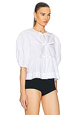 Ganni Cotton Poplin Peplum Blouse in White, view 2, click to view large image.