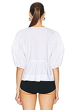 Ganni Cotton Poplin Peplum Blouse in White, view 3, click to view large image.