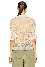 Ganni Lace Short Sleeve Polo Top in Egret, view 3, click to view large image.