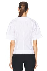 Ganni Poplin Wrap Blouse in Bright White, view 4, click to view large image.