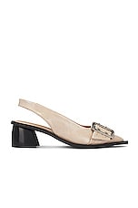 Ganni Feminine Buckle Slingback Naplack Pump in Taos Taupe, view 1, click to view large image.