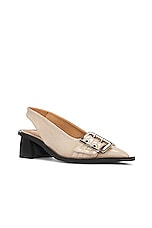 Ganni Feminine Buckle Slingback Naplack Pump in Taos Taupe, view 2, click to view large image.