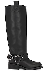 Ganni Biker Tubular Underknee Boot in Black, view 1, click to view large image.
