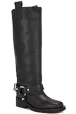 Ganni Biker Tubular Underknee Boot in Black, view 2, click to view large image.