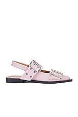 Ganni Buckle Ballerina Flat in Chalk Pink, view 1, click to view large image.